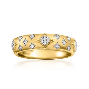 Ross-Simons 0.10 ct. t.w. Diamond Star-Pattern Ring in 18kt Gold Over Sterling Size 7 - 1 of 3