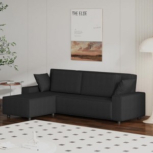 L Shaped 95" Modern Large Stripe Corduroy Sectional Sofa Couch with Side Chaise and Deep Chaise for Living Room, Apartment - 1 of 4