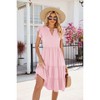 Adjustable chest Drawstring Coolmee Women Summer V-neck Ruffled Short Sleeve Casual Midi Dress With Pockets Dress - 3 of 4