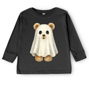Watercolor Ghost Bear - Kids Youth Long Sleeve Tee and Kids Toddler Long Sleeve Tee - 1 of 2