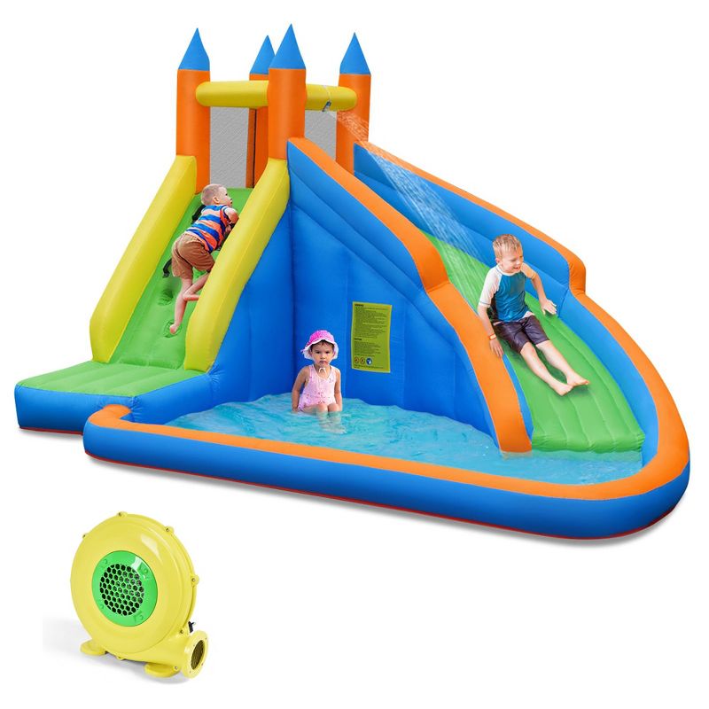 Costway Inflatable Water Slide Mighty Bounce House Jumper Castle W/ 480W Blower, 1 of 10
