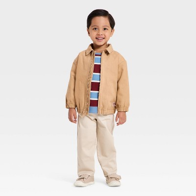 Cat & Jack Baby Boys' Full Zip Twill Jacket - Cat & Jack™ Beige 12M — фото 3