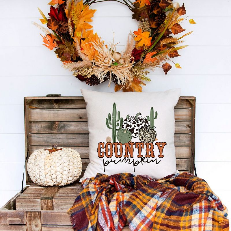City Creek Prints Country Pumpkin Cactus Canvas Pillow Cover - Natural, 2 of 3