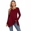 Women's Long Swing Tunic Blouses Long Sleeve Tshirts Casual Flowy Dressy Tops for Leggings Blouse - 2 of 4