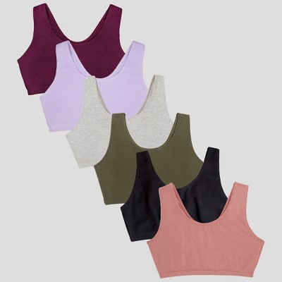 Fruit of the Loom Women's Plus Spaghetti Strap Cotton Sports Bra 3-Pack  Purple Velvet/Lilac Whisper/Heather Grey 44