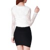 Allegra K Women's Slim Fit Sheer-Long-Sleeves Flower Embroidery Lace Top - 4 of 4