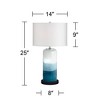 Possini Euro Design Roxanne Coastal Table Lamp with Round Black Riser 25" High Blue LED Nightlight White Drum Shade for Bedroom Living Room Bedside - 4 of 4