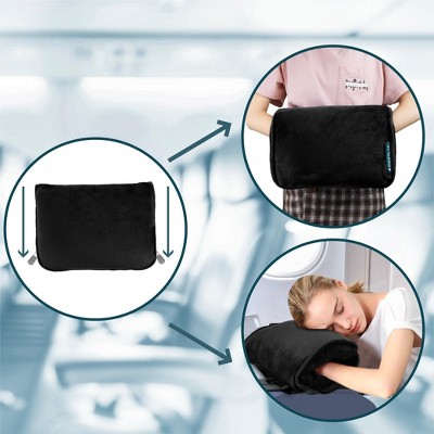 Black Fleece Travel Blanket and Pillow Set
