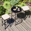 Costway 3 PCS Outdoor Swivel Bar Set with 2 Chairs, Tempered Glass Top, Soft Cushions - 4 of 4