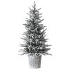 4.5' Prelit LED Flocked Alpine Fir Artificial Entrance Tree in White Metal Base Warm White Lights - National Tree Company - 4 of 4