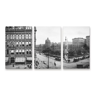 Trademark Fine Art Print Collection Buffalo Panorama1 3 Piece Panel Set Art