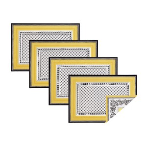 Villeroy & Boch - Audun Cotton Fabric Reversible Set of 4 Placemats - 14" x 20" - Yellow - 1 of 3
