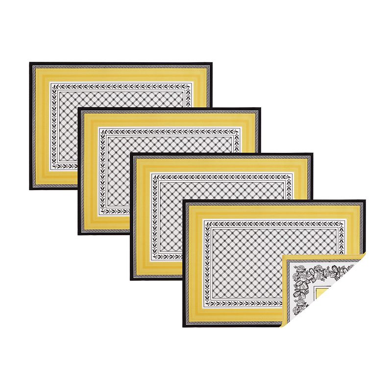 Villeroy & Boch - Audun Cotton Fabric Reversible Set of 4 Placemats - 14" x 20" - Yellow, 1 of 4