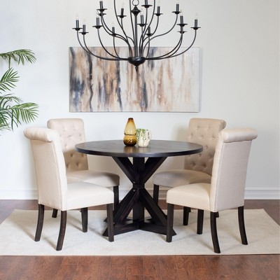 NicBex Round Dining Room Table Set for 4 Morden Dining Room Table with 4 Stylish Chairs and Pedestal Base for Kitchen