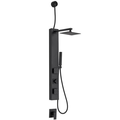 BWE 2-Shower Tower Shower Panel System with Adjustable Rain Shower Head and Handheld Shower Rod