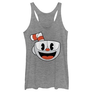 Women's Cuphead Smile Portrait Racerback Tank Top - 1 of 4