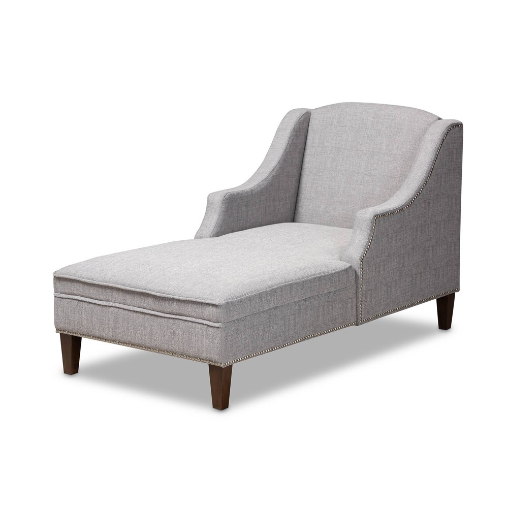Leonie Chaise Gray - Baxton Studio: Upholstered Polyester, Mid-Century Modern Style, Wood Frame