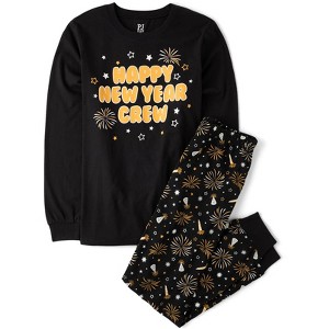 The Children's Place Adult Matching Family Glow In The Dark Long Sleeve New Year Cotton Pajamas - 1 of 4