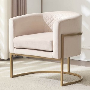 CIPACHO Upholstered velvet chair Gold metal bracket, medieval living room office tea room lounge chair with curved backrest - 1 of 4
