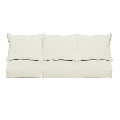 Sunbrella Canvas Outdoor Corded Sofa Pillow and Cushion Set Ivory