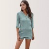 Anna-Kaci Lounge Women's Textured 3/4 Sleeve V-Neck Button Top and Drawstring Shorts Two-Piece Lounge Set - 4 of 4