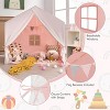Costzon Large Kids Tent with Mat, Playhouse with Flag Banner, Windows, Gauze Curtain & Solid Wood Frame for Indoor/Outdoor Use (Pink) - 3 of 4