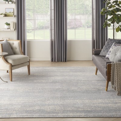 Nourison Essentials Grey Beige Abstract Outdoor Rug 10' x 14'