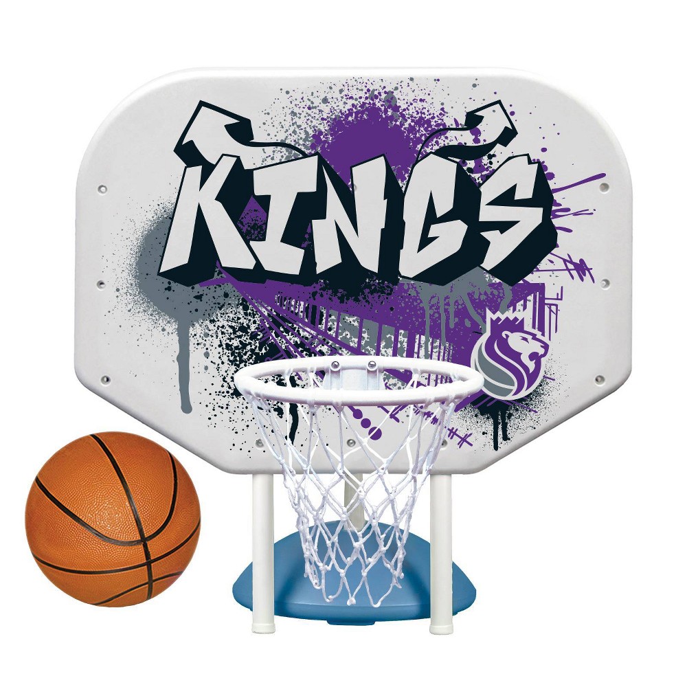 Poolmaster Graffiti Collection NBA Kings Poolside Basketball Hoop Set Durable All-Weather Base