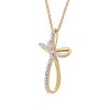 GILDED 1/4 cttw Twist Cross Pendant Necklace in 14KT Yellow Gold Plated over Sterling Silver or 925 Sterling Silver, Natural Diamond, 18" Chain - 2 of 4