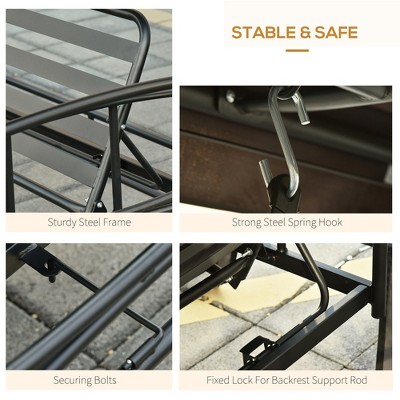 Gray Steel 3-Person Gazebo Swing Chair with Mesh Sidewalls