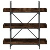 vidaXL 3-Tier Bookshelf in Smoked Oak, Engineered Wood and Metal, Adjustable Feet - 4 of 4
