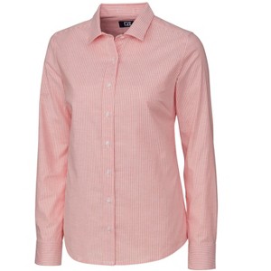 Cutter & Buck Stretch Oxford Stripe Womens Long Sleeve Dress Shirt - 1 of 2
