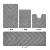 Hugo 4-Piece Bath Rug Set 100% Premium Cotton Tufted Chevron Pattern Bathmats for Bathroom, Super Soft Absorbent Machine Washable - 2 of 4