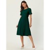 Hobemty Women's Pleated Knee Length Short Sleeve Work A-Line Dress - 2 of 4