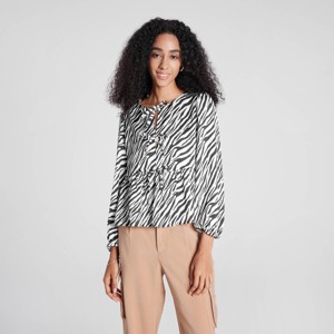 Women's Ballon Long Sleeve Tie Front Blouse - A New Day™ - 1 of 4