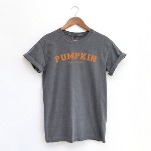 Simply Sage Market Women's Curved Pumpkin Spice Short Sleeve Garment Dyed Tee - 1 of 2