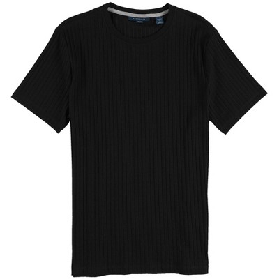 Perry Ellis Mens Ribbed Basic T-Shirt, Black, Medium