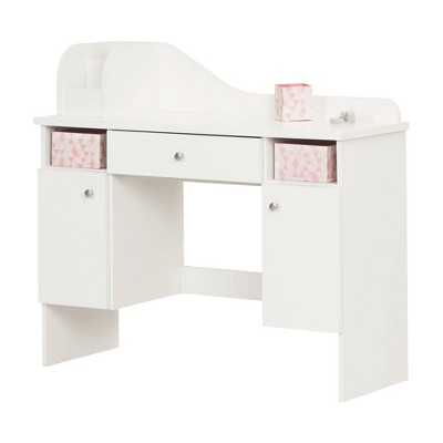 Vito Makeup Desk with Drawer Pure White/Pink - South Shore