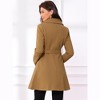 Allegra K Women's Elegant Notched Collar Single Belted Winter Long Coat - 3 of 4