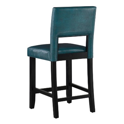 Vega 24" Blue Faux Leather and Wood Counter Stool