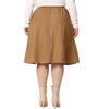 Agnes Orinda Women's Plus Size Elastic High Waist Button Front Pockets Midi Corduroy A Line Skirts - 4 of 4