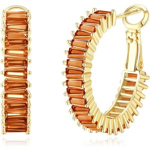 Trendy CZ Gold Hoop Earrings for Women, Chunky Silver Earrings for Women 14K Real Gold Plated Hoops Earrings Hypoallergenic Earrings Jewelry - 1 of 4