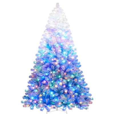 Yaheetech 6Ft/7.5Ft/9Ft Pre-lit Flocked Artificial Christmas Tree