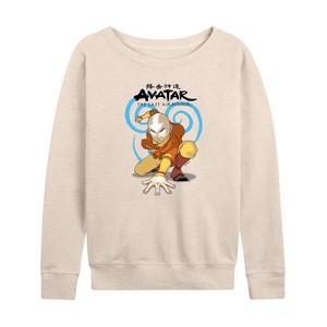 Women's - Avatar: The Last Airbender - Aang Swirl Lightweight French Terry Wide Neck Long Sleeve Shirt - 1 of 4