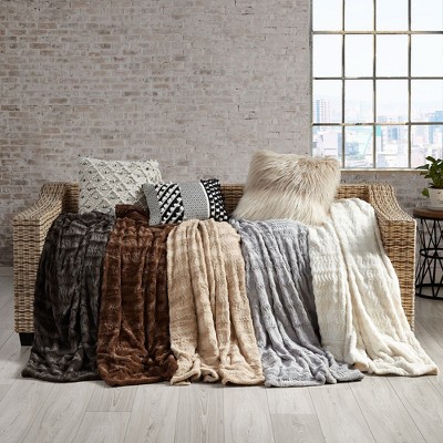 Tan Full Faux Fur Sherpa Reversible Blanket