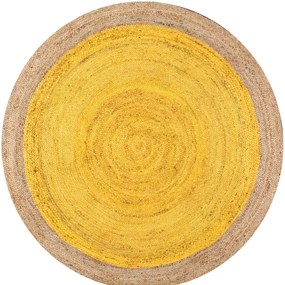 Yellow Solid Loomed Round Area Rug - (4') - nuLOOM