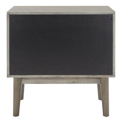 Light Grey 2-Drawer Mid-Century Nightstand with Bronze Handles