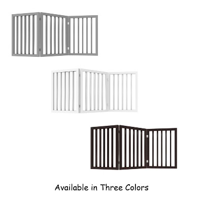 Brown 3-Panel Folding Wooden Pet Gate for Doorways and Stairs