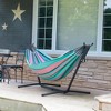 Vivere Double Cotton Hammock, Comfortable Hanging Daybed, Outdoor Relaxing Lounger with Steel Stand and Carry Bag, 9 Foot, Watermelon - 4 of 4