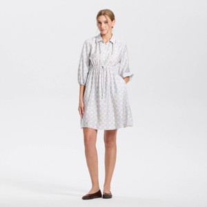 Women's Elbow Sleeve Drawstring Waist Mini Shirtdress - Universal Thread™ - 1 of 3